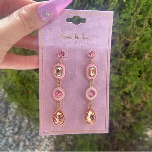 Pink and Gold Drop Earrings / Spring Pastel Dangle Earrings